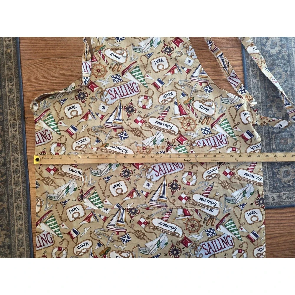 Kay Dee Full Apron Sailing Themed Boats Knots Anchors Lighthouse Nautical Cotton